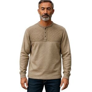 Haggar CLOTHING | Quilted Button Top Fleece Lined Pullover